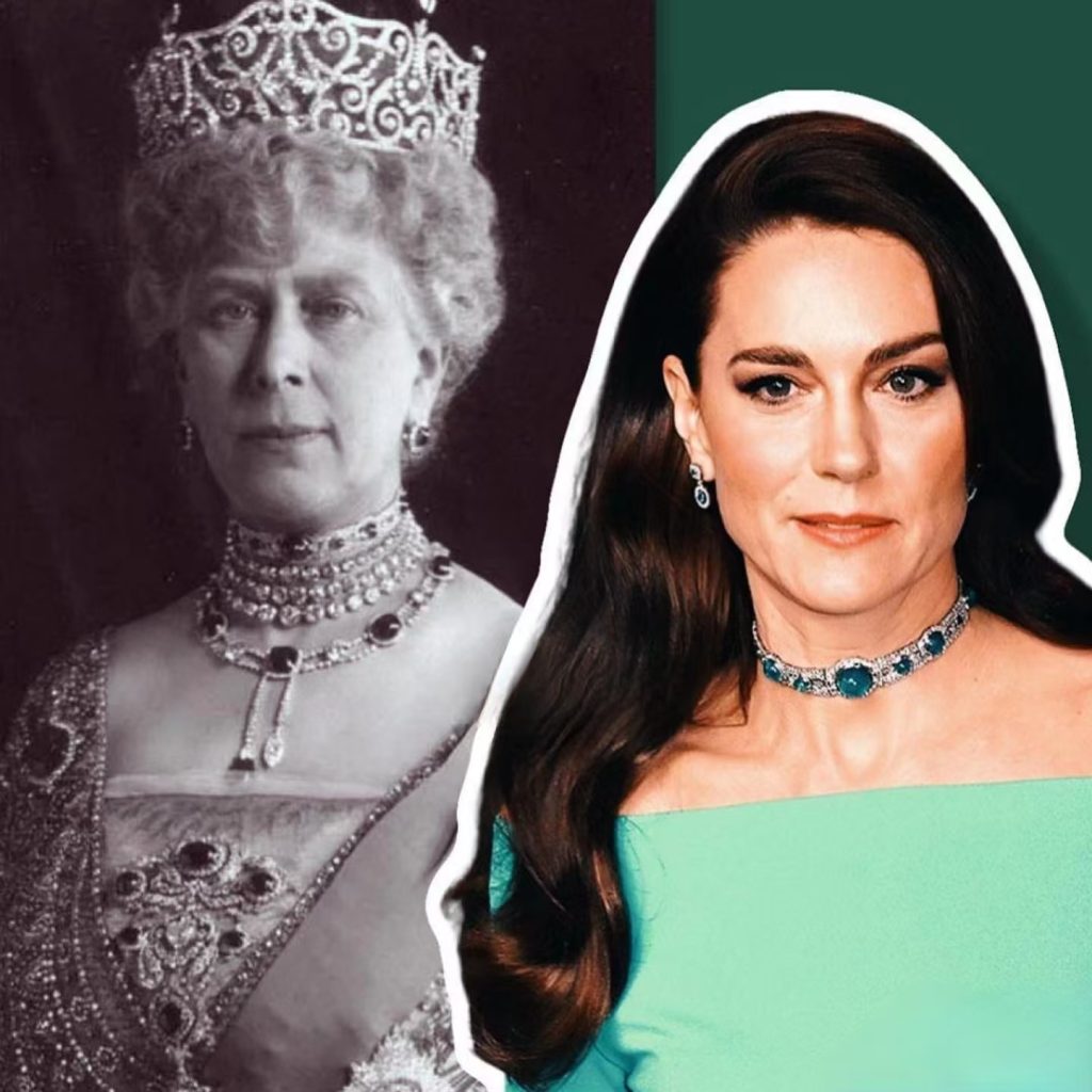 At a royal event, Queen Mary wears the emerald choker.