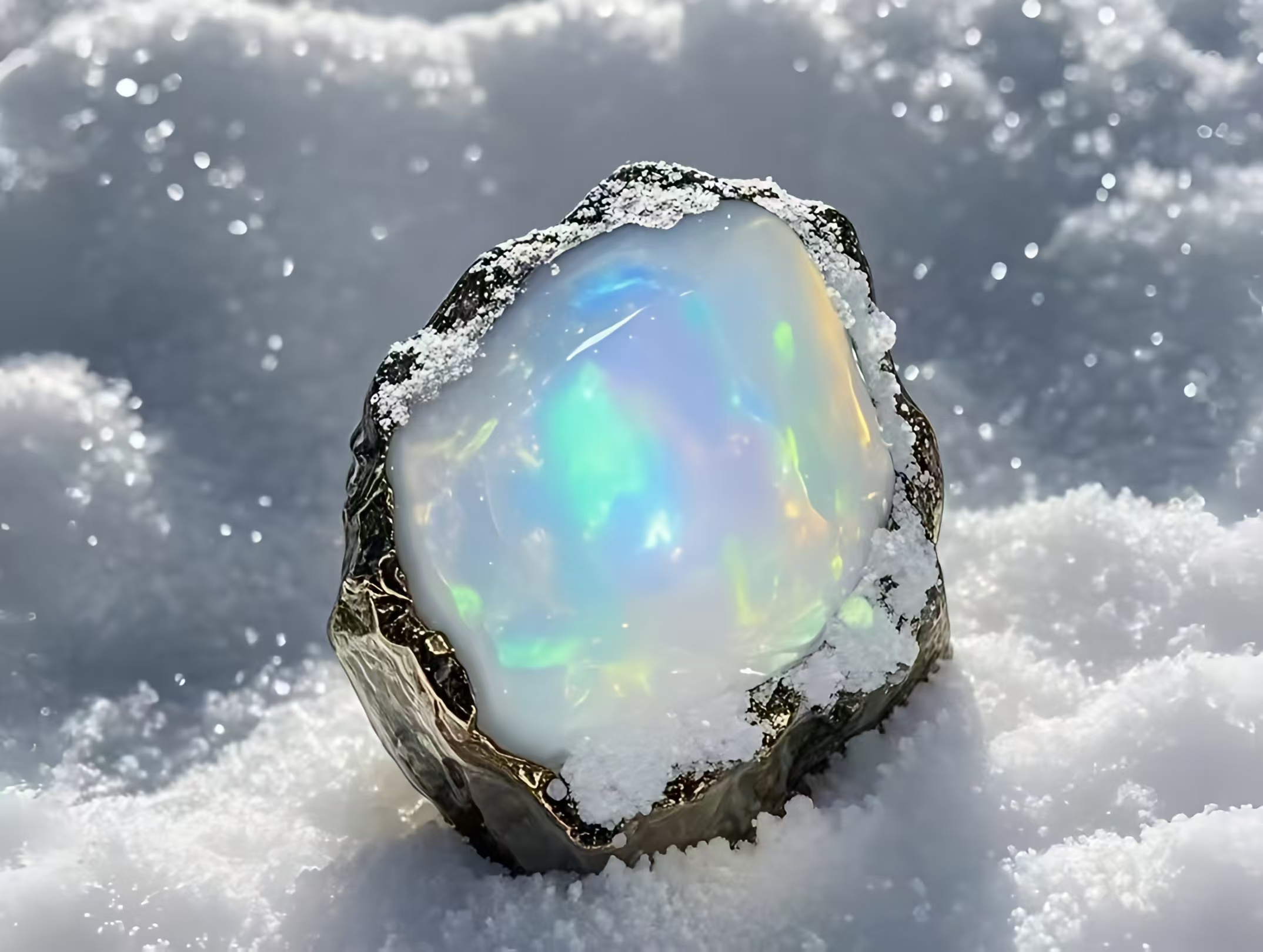Vividly color-changing opal gemstones.