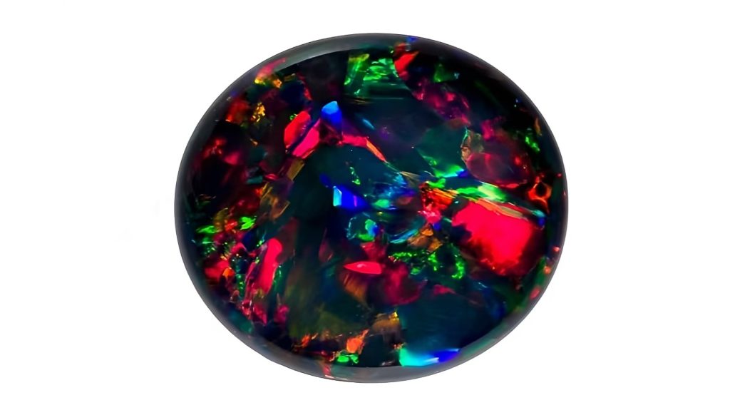 Colorful play-of-light in black opal