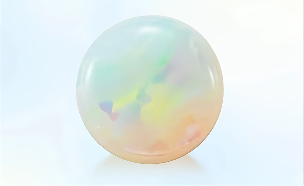 Soft play of color in white opal.